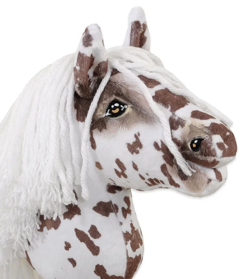Hobby Horse Mały Koń Na Kiju Premium Tarantowaty TUM-TUM - Biało-Brązowy