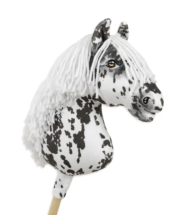 Hobby Horse Duży Koń Na Kiju Premium Tarantowaty TUM-TUM - Biało-Czarny