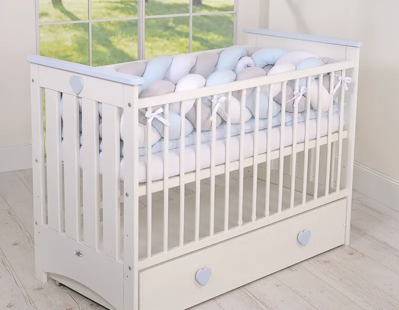 Ochraniacz Warkocz Pleciony Do Łóżeczka XXL TUM-TUM - Biało-Szaro