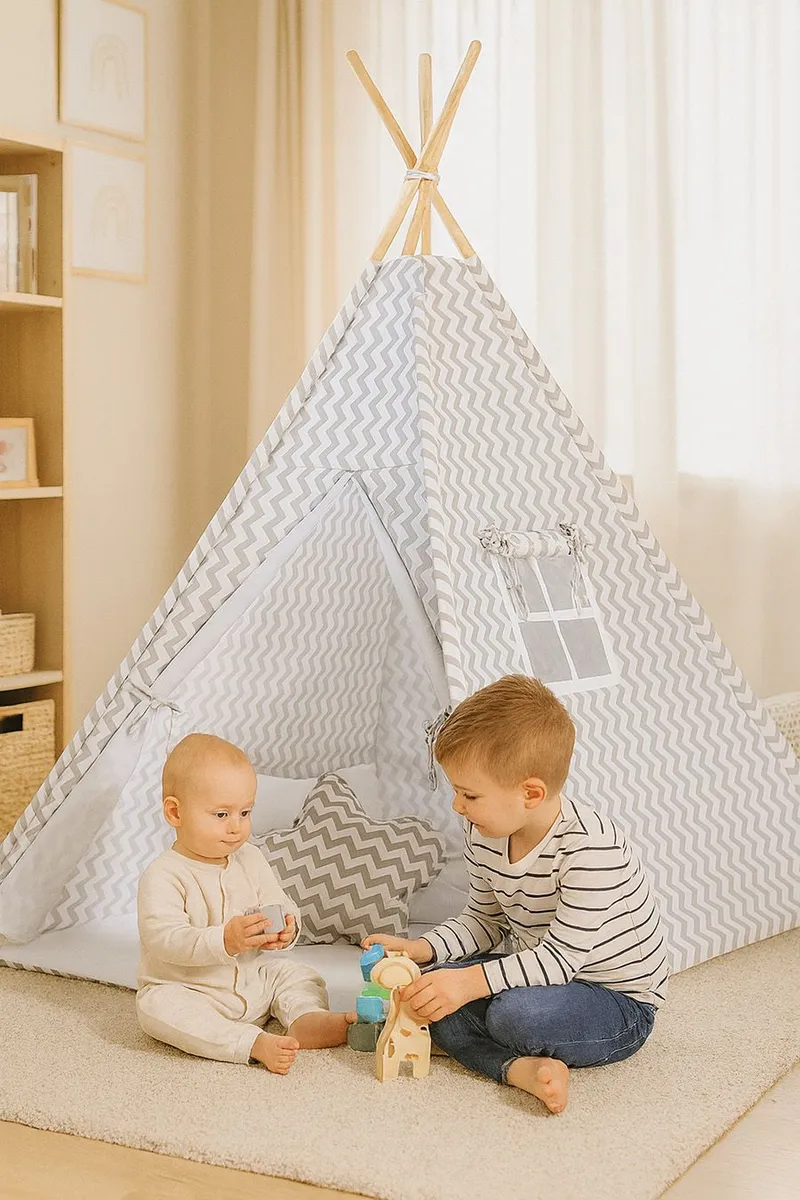 Namiot Dla Dzieci Tipi Mata Poduszki Zawieszki Pióra Chevron TUM-TUM