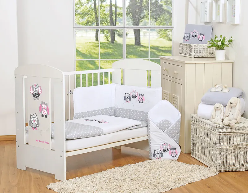 Komplet Pościeli Dla Dzieci 135x100cm Ochraniaczem 3-CZ Sówki TUM-TUM