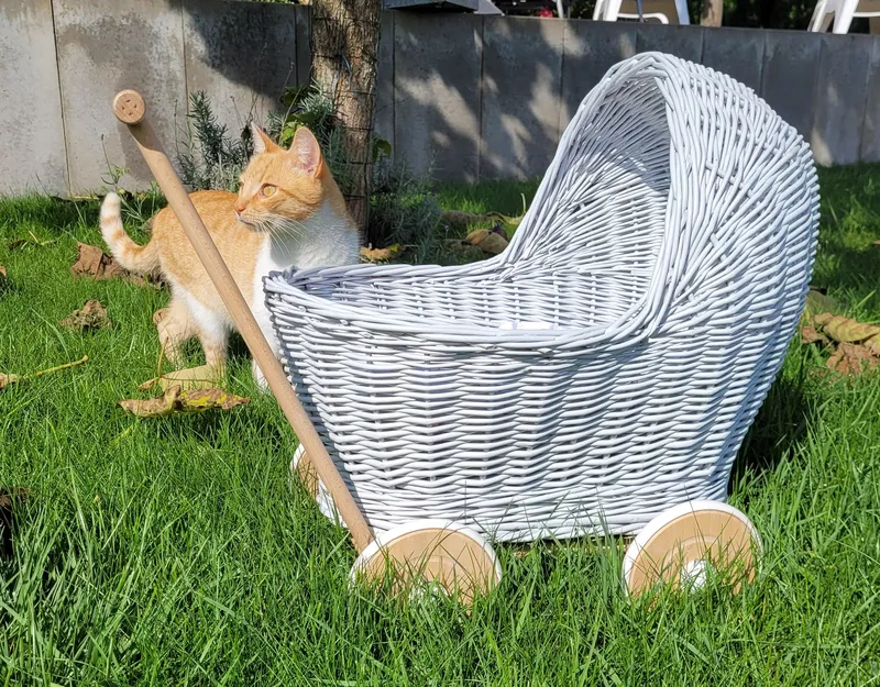 Wiklinowy Wózek Dla Lalek Pchacz TUM-TUM - Szary