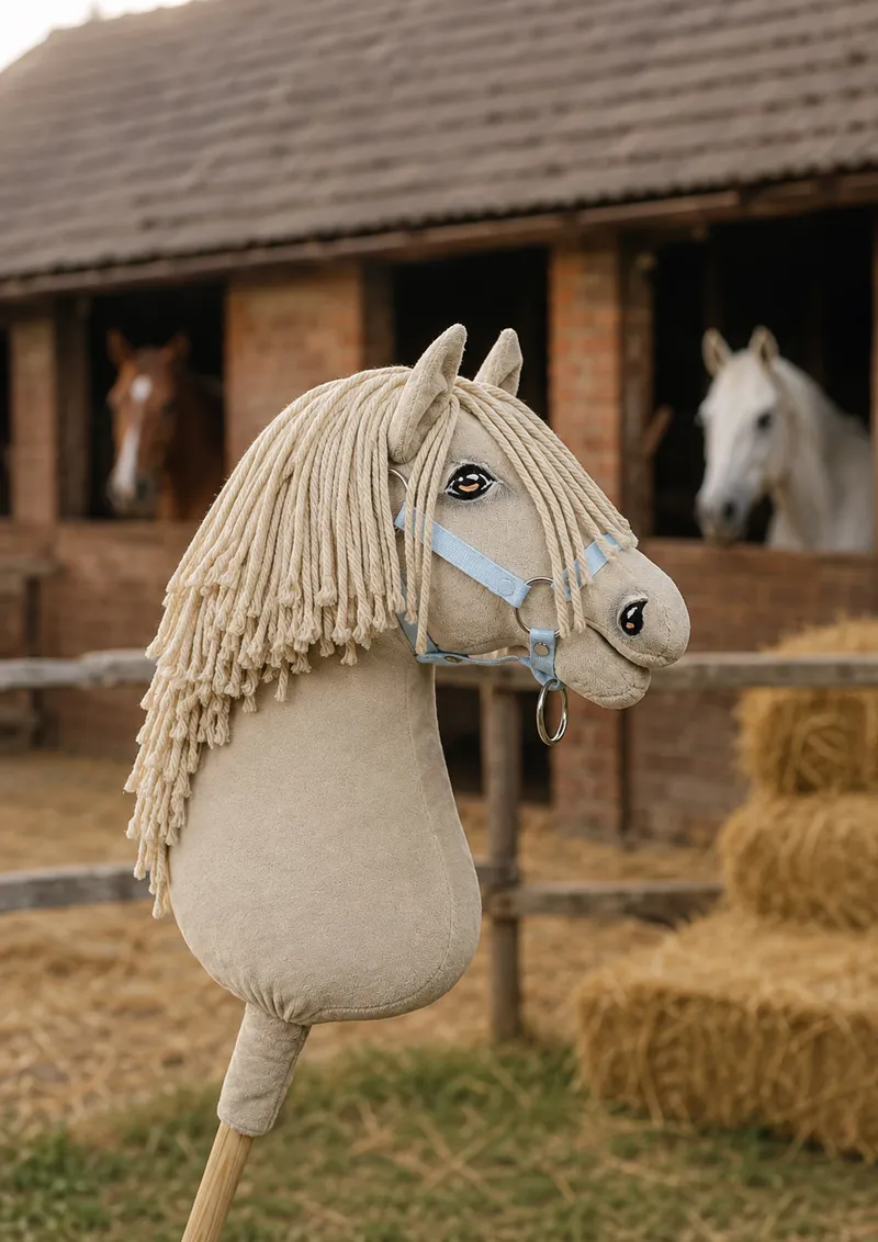 Hobby Horse Duży Koń Na Kiju Premium Cremello TUM-TUM