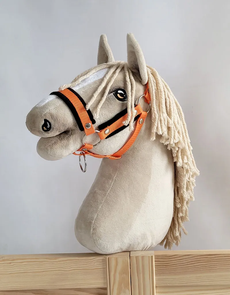 Kantar Regulowany Dla Konia Hobby Horse Czarnym TUM-TUM - Pomarańczowy