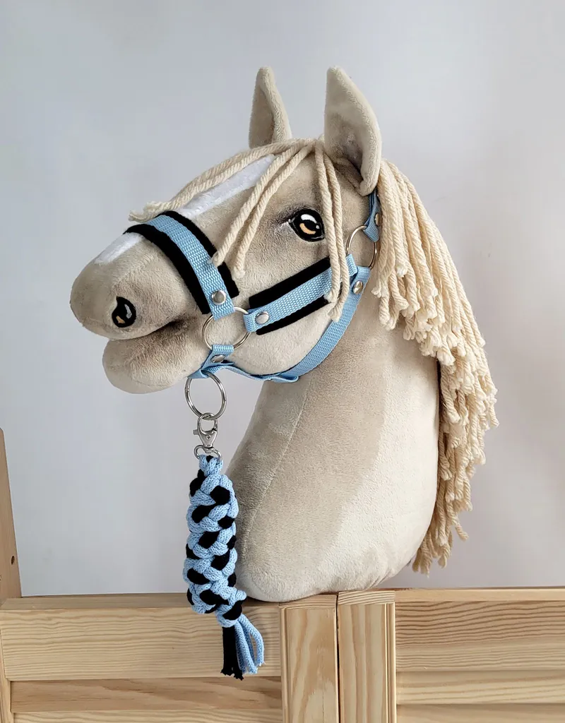 Uwiąz Dla Konia Hobby Horse Pleciony Ze Sznurka TUM-TUM - Czarno-Błękitny