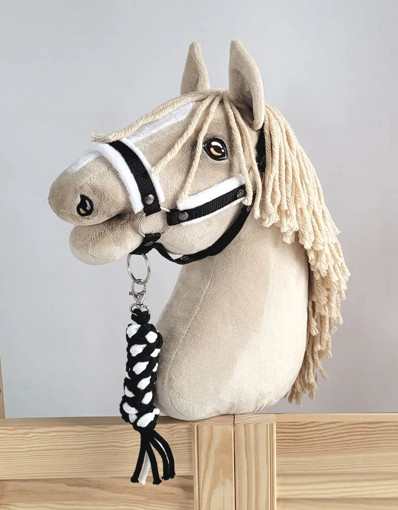 Uwiąz Dla Konia Hobby Horse Pleciony Ze Sznurka TUM-TUM - Biało-Czarny