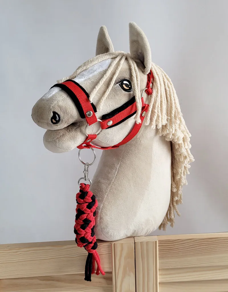 Uwiąz Dla Konia Hobby Horse Pleciony Ze Sznurka TUM-TUM - Czarno-Czerwony