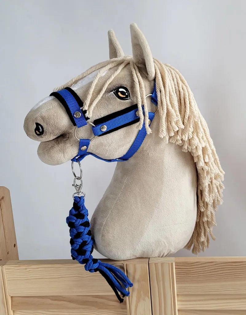 Uwiąz Dla Konia Hobby Horse Pleciony Ze Sznurka TUM-TUM - Czarno-Niebieski