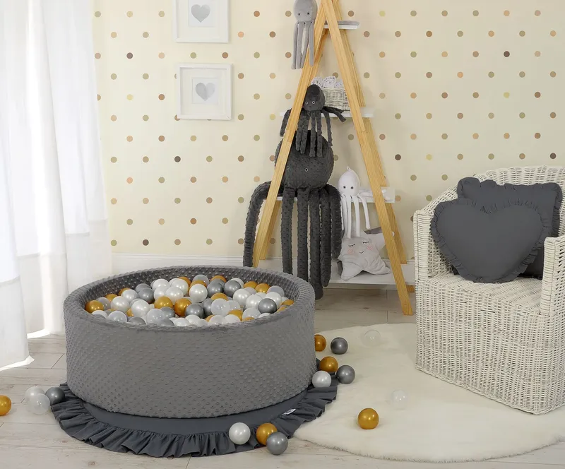 Suchy Basen Minky H-30 cm Piłkami 200SZT.- Ciemnoszary TUM-TUM