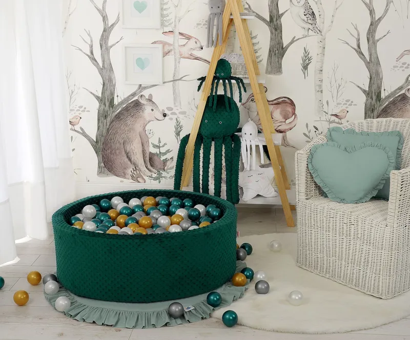 Suchy Basen Minky H-30 cm Piłkami 200SZT.- Butelkowa Zieleń TUM-TUM