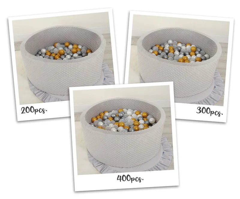 Suchy Basen Minky H-40 cm Piłkami 200SZT.- Jasnoszary TUM-TUM
