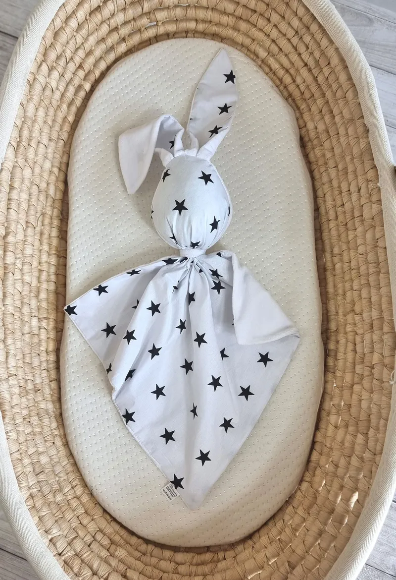 Zając Przytulanka Doudou Dwustronna Bawełna Minky Gwiazdki TUM-TUM - Biały