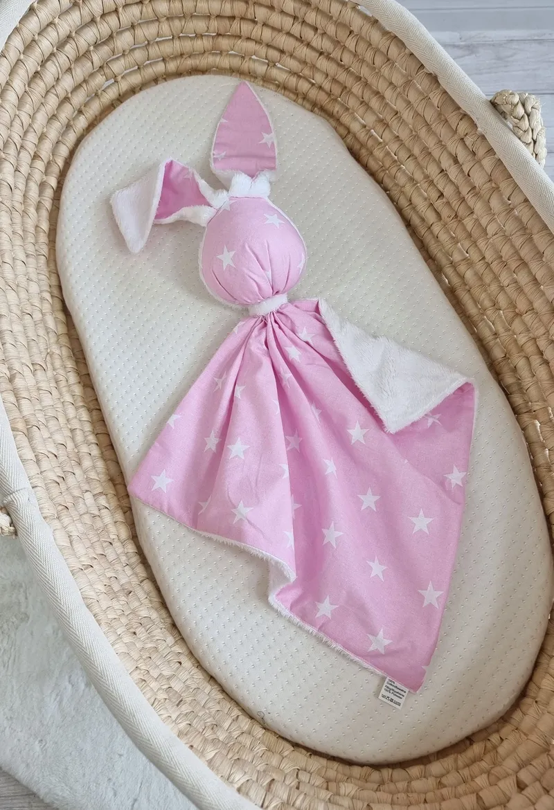 Zając Przytulanka Doudou Dwustronna Bawełna Minky Gwiazdki TUM-TUM - Biały