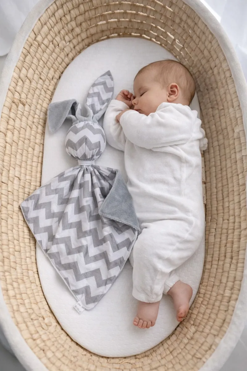 Zając Przytulanka Doudou Dwustronna Bawełna Minky Chevron TUM-TUM - Szary