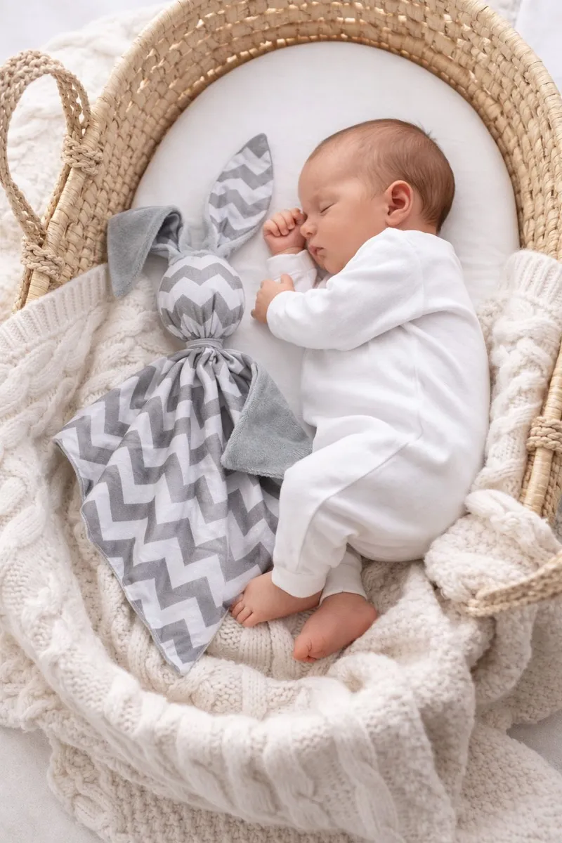 Zając Przytulanka Doudou Dwustronna Bawełna Minky Chevron TUM-TUM - Szary