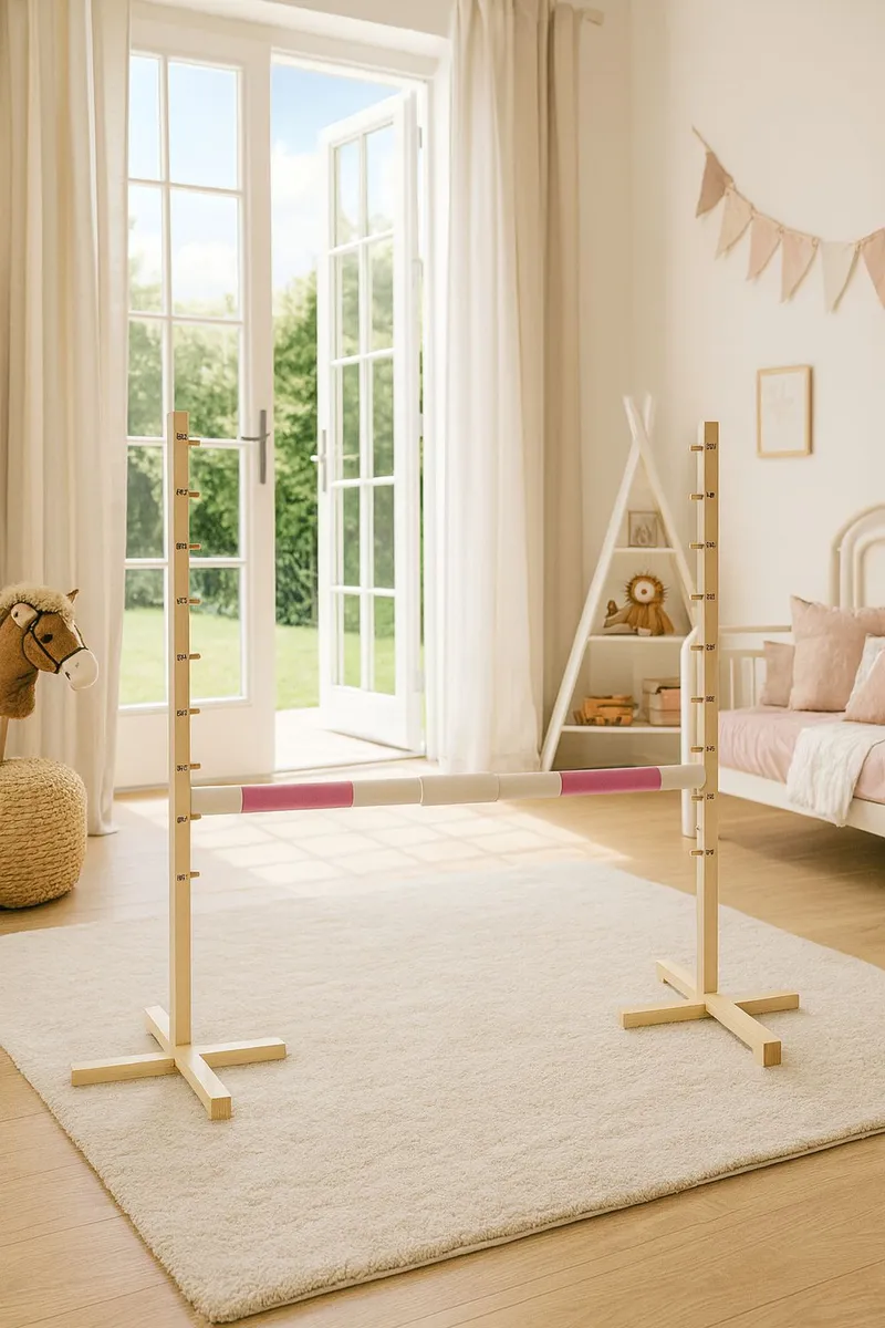 Przeszkoda Skokowa Do Hobby Horse 160cm, H-120 cm, Belka TUM-TUM - Różowa
