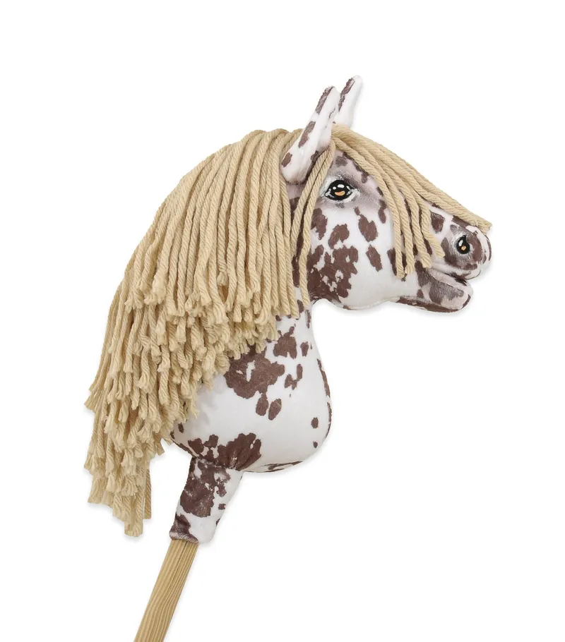 Hobby Horse Mały Koń Na Kiju Premium Tarantowaty TUM-TUM - Biało-Brązowy