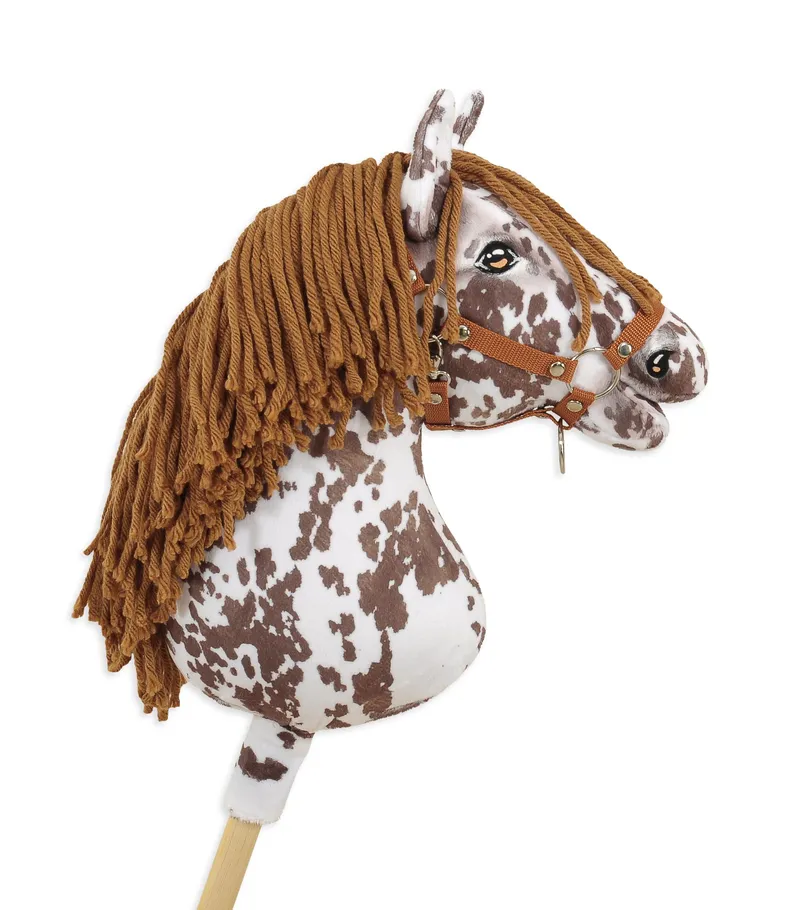 Hobby Horse Duży Koń Na Kiju Premium Tarantowaty TUM-TUM - Biało-Brązowy