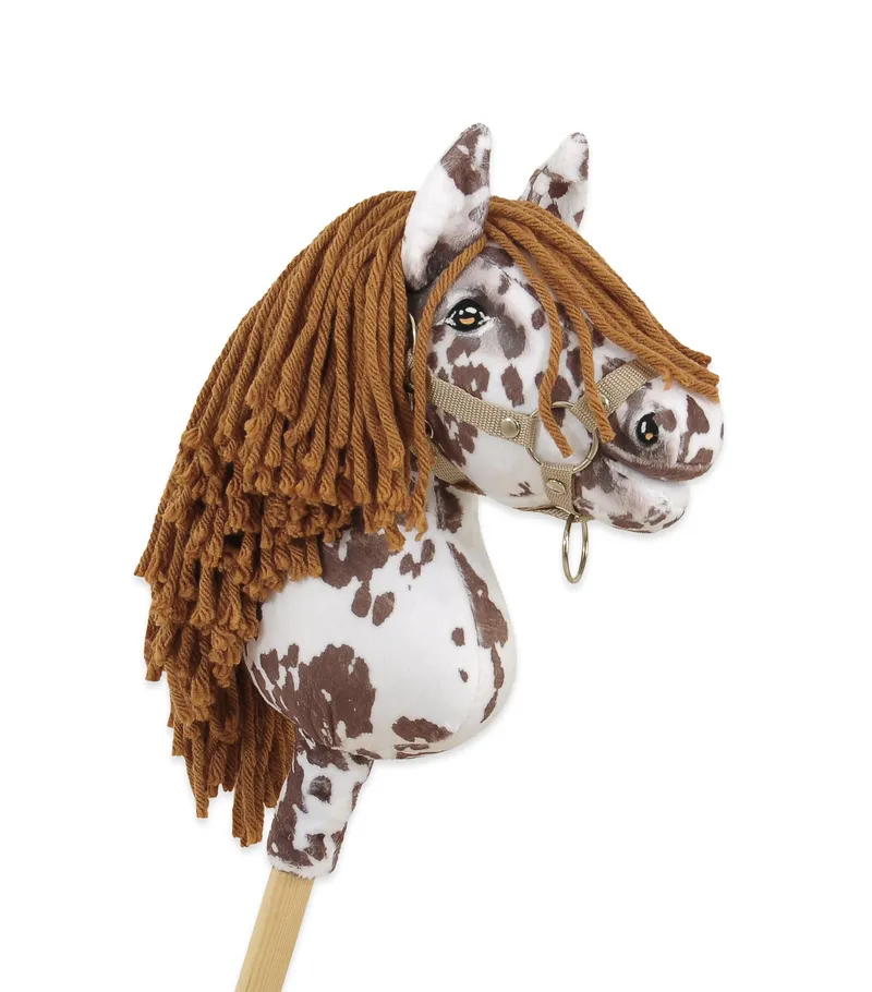 Hobby Horse Mały Koń Na Kiju Premium Tarantowaty TUM-TUM - Biało-Brązowy