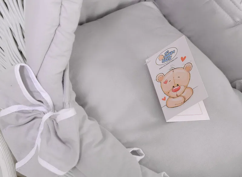 Wiklinowy Wózek Dla Lalek Pchacz Różową Pościelką Miękką TUM-TUM - Biały