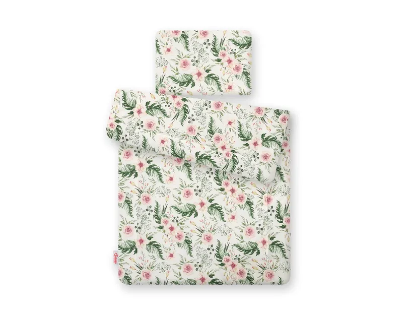 Komplet Pościeli Dla Niemowląt Wypełnieniem 2-CZ 75x100cm Peonie TUM-TUM