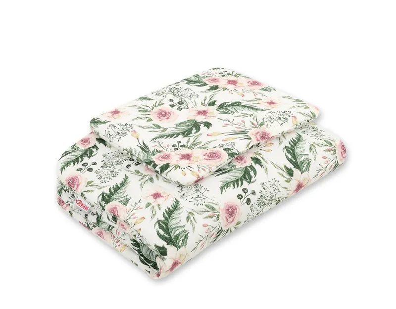 Komplet Pościeli Dla Niemowląt Wypełnieniem 2-CZ 75x100cm Peonie TUM-TUM