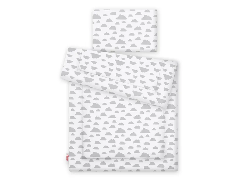 Komplet Pościeli Dla Dzieci Wypełnieniem 120x90cm Chmurki TUM-TUM - Szare