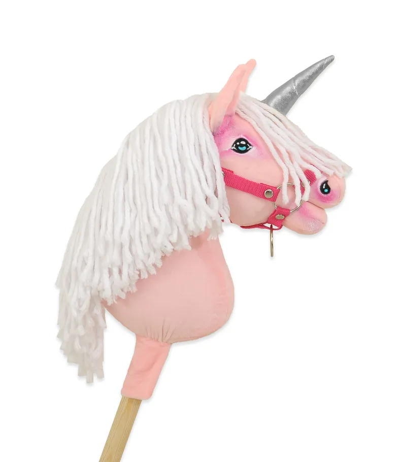 Hobby Horse Jednorożec Na Kiju Białą Grzywą Srebrnym TUM-TUM - Różowy