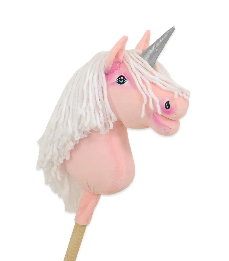 Hobby Horse Jednorożec Na Kiju Białą Grzywą Srebrnym TUM-TUM - Różowy