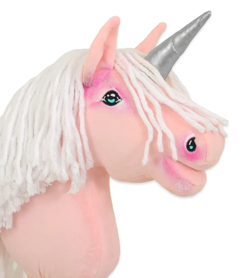 Hobby Horse Jednorożec Na Kiju Białą Grzywą Srebrnym TUM-TUM - Różowy