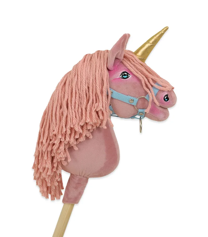 Hobby Horse Jednorożec Na Kiju Brudny Róż Różową Grzywą Złotym TUM-TUM