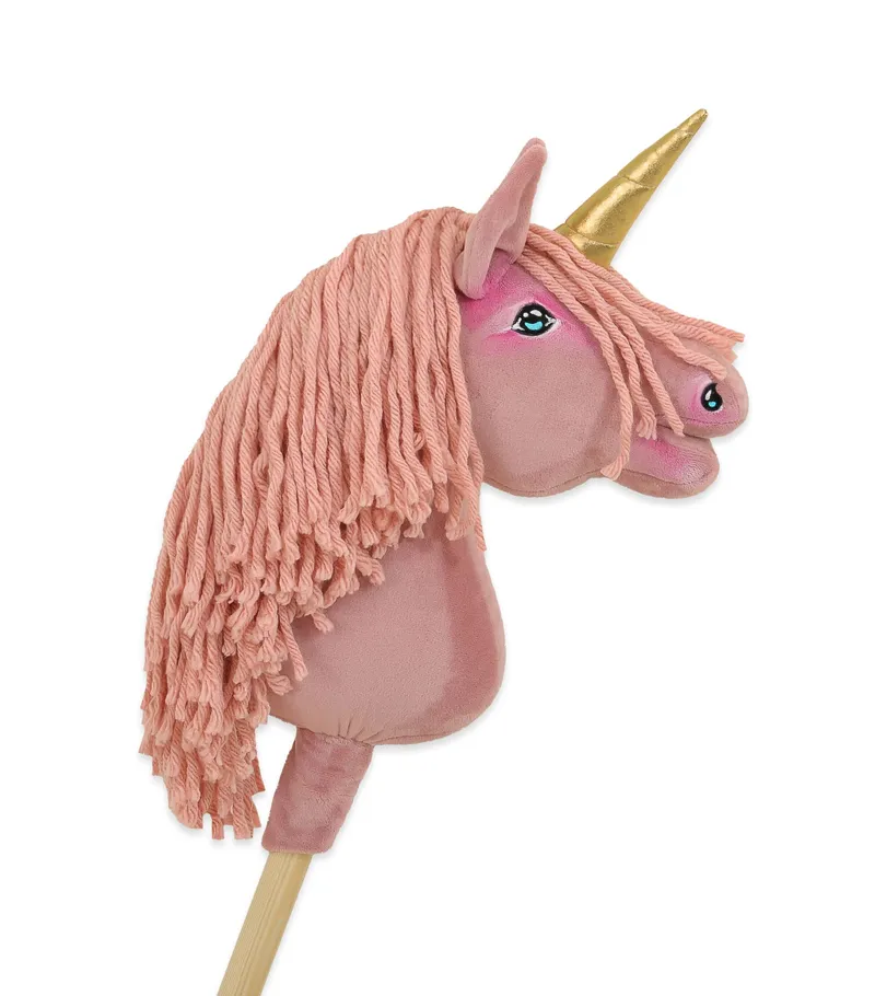 Hobby Horse Jednorożec Na Kiju Brudny Róż Różową Grzywą Złotym TUM-TUM