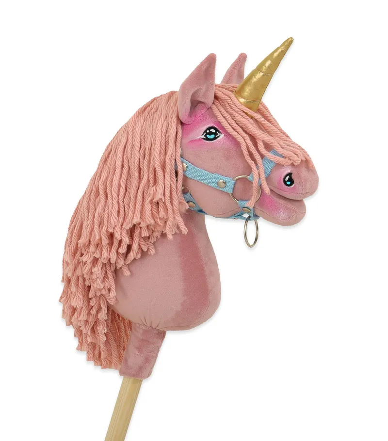 Hobby Horse Jednorożec Na Kiju Brudny Róż Różową Grzywą Złotym TUM-TUM