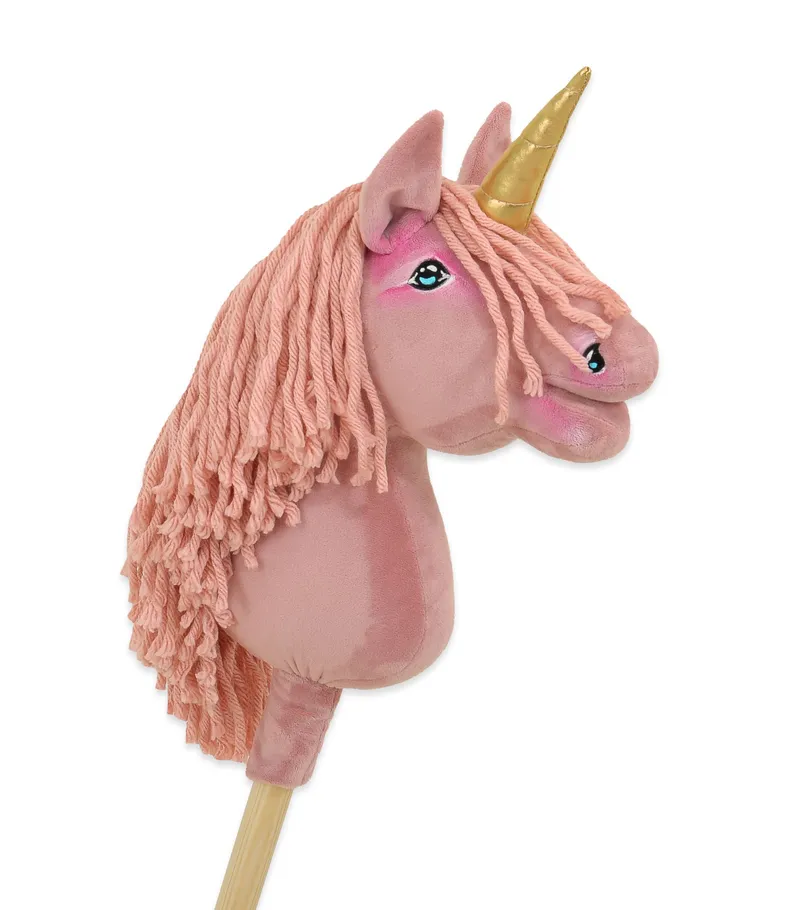 Hobby Horse Jednorożec Na Kiju Brudny Róż Różową Grzywą Złotym TUM-TUM