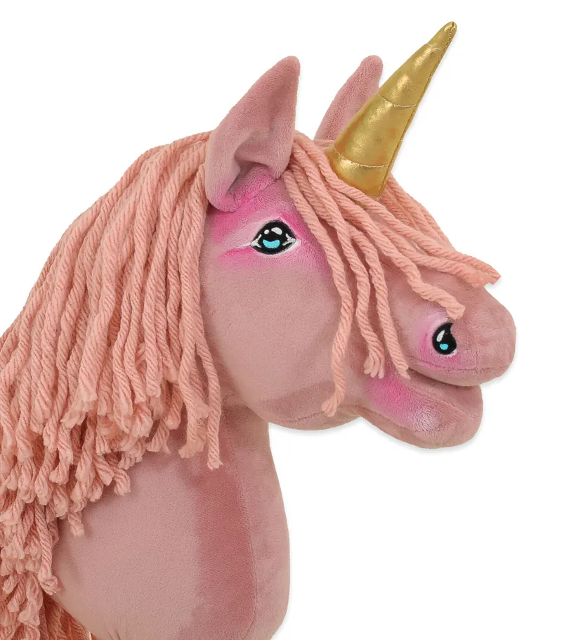 Hobby Horse Jednorożec Na Kiju Brudny Róż Różową Grzywą Złotym TUM-TUM