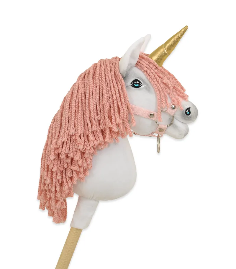 Hobby Horse Jednorożec Na Kiju Biały, Grzywa Brudny Róż Złoty TUM-TUM