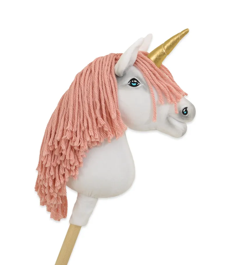 Hobby Horse Jednorożec Na Kiju Biały, Grzywa Brudny Róż Złoty TUM-TUM