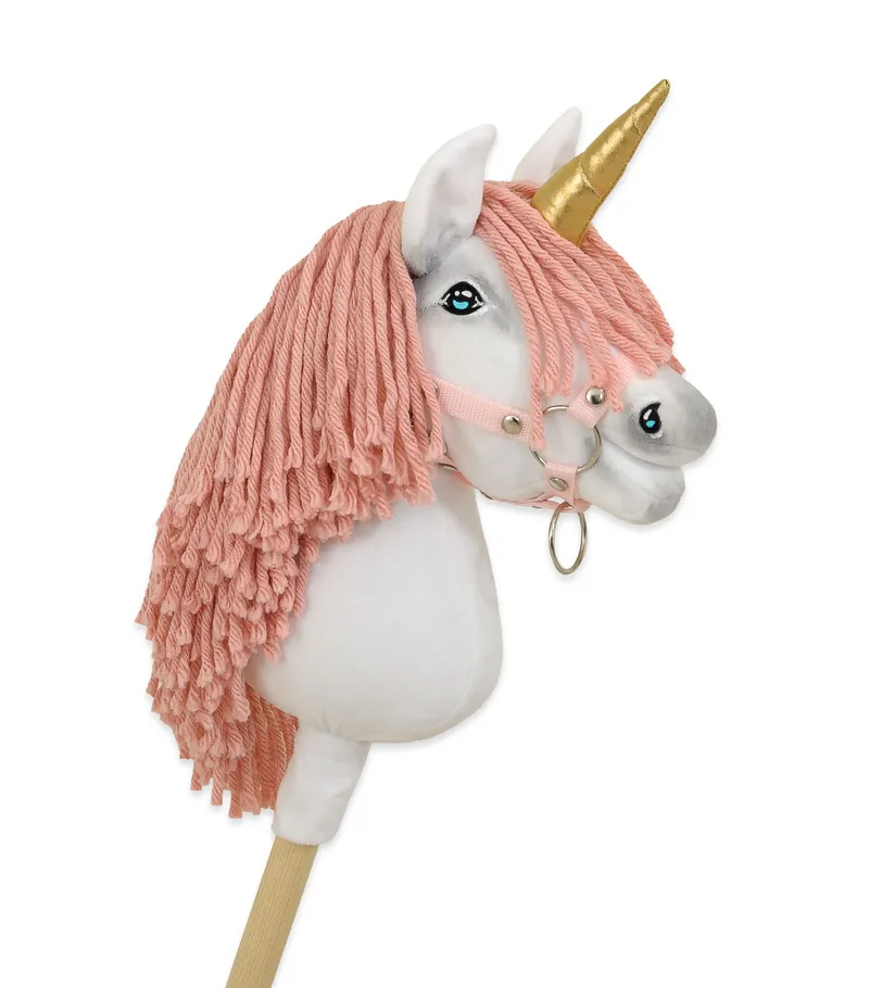 Hobby Horse Jednorożec Na Kiju Biały, Grzywa Brudny Róż Złoty TUM-TUM