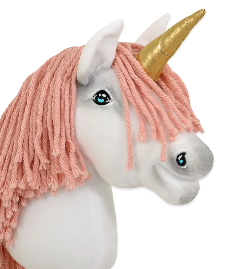 Hobby Horse Jednorożec Na Kiju Biały, Grzywa Brudny Róż Złoty TUM-TUM