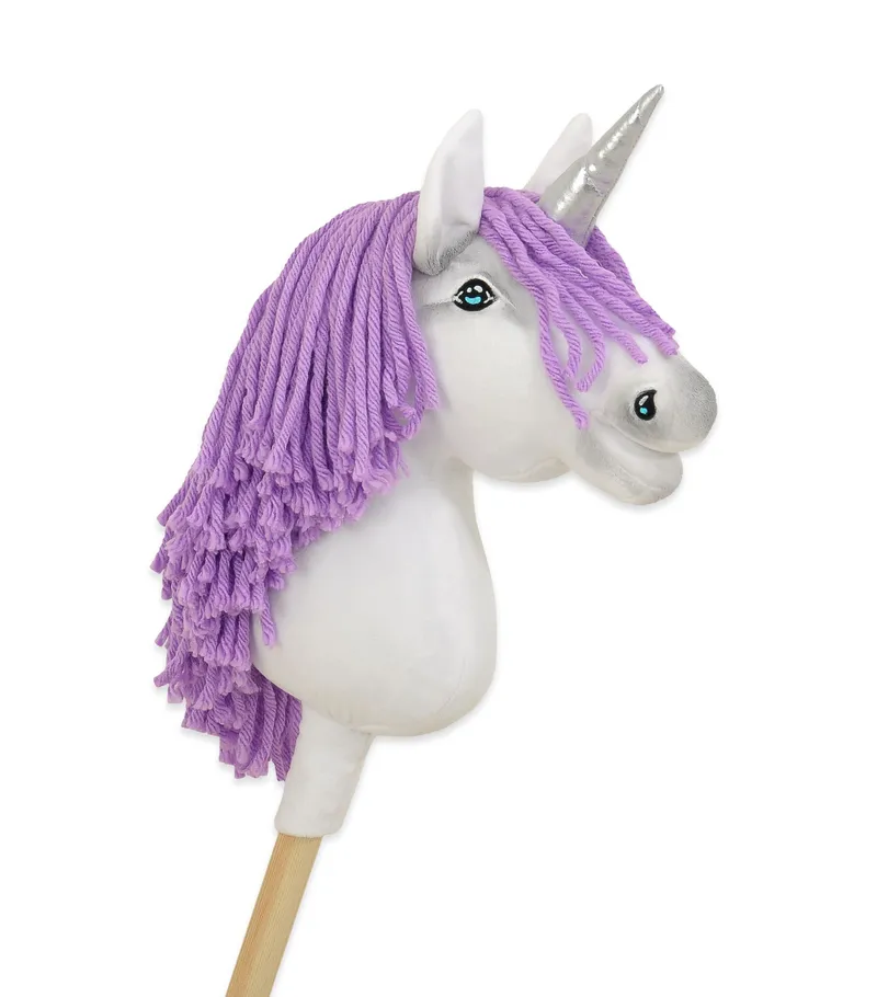 Hobby Horse Jednorożec Na Kiju Biały, Grzywa Fioletowa Srebrny TUM-TUM