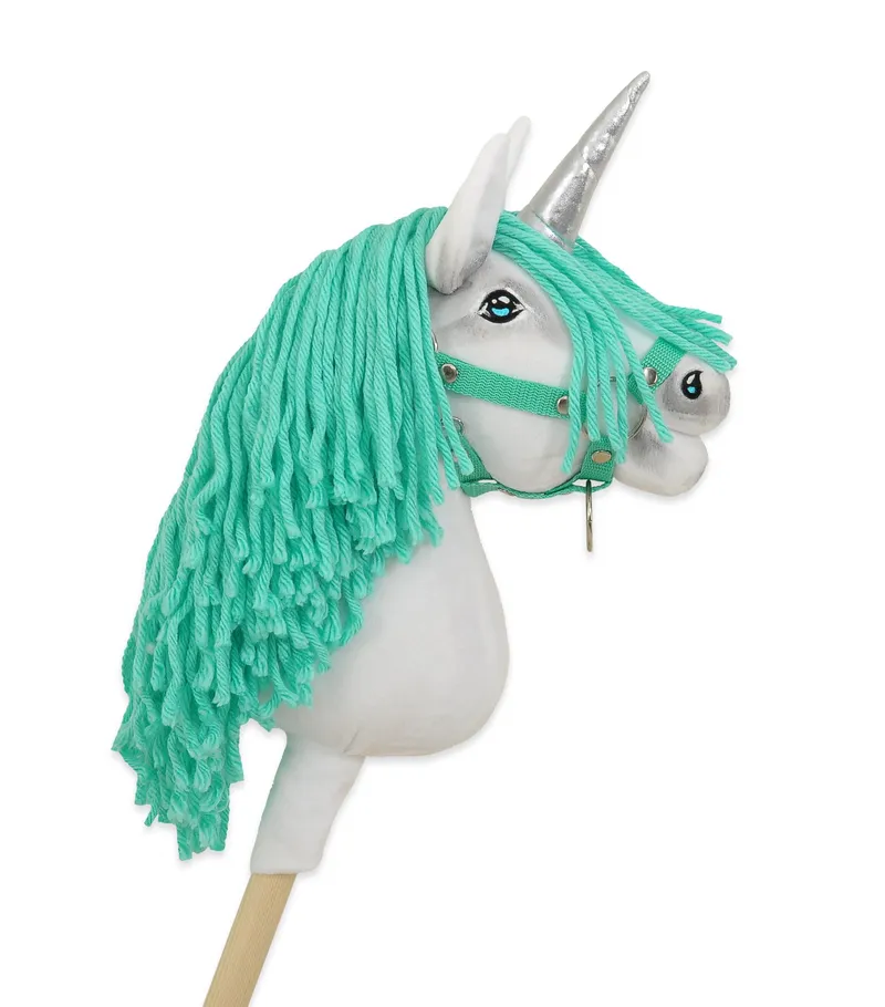 Hobby Horse Jednorożec Na Kiju Biały, Grzywa Miętowa Srebrny Róg TUM-TUM