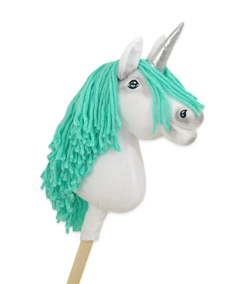 Hobby Horse Jednorożec Na Kiju Biały, Grzywa Miętowa Srebrny Róg TUM-TUM
