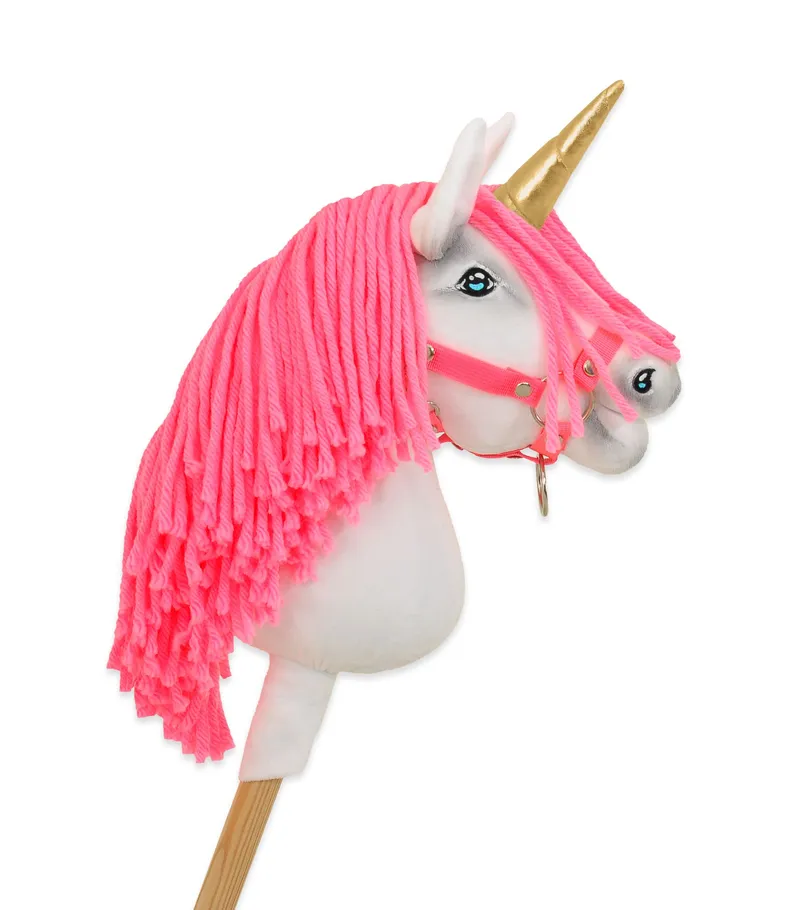 Hobby Horse Jednorożec Na Kiju Biały, Grzywa Neonowy Róż Złoty TUM-TUM