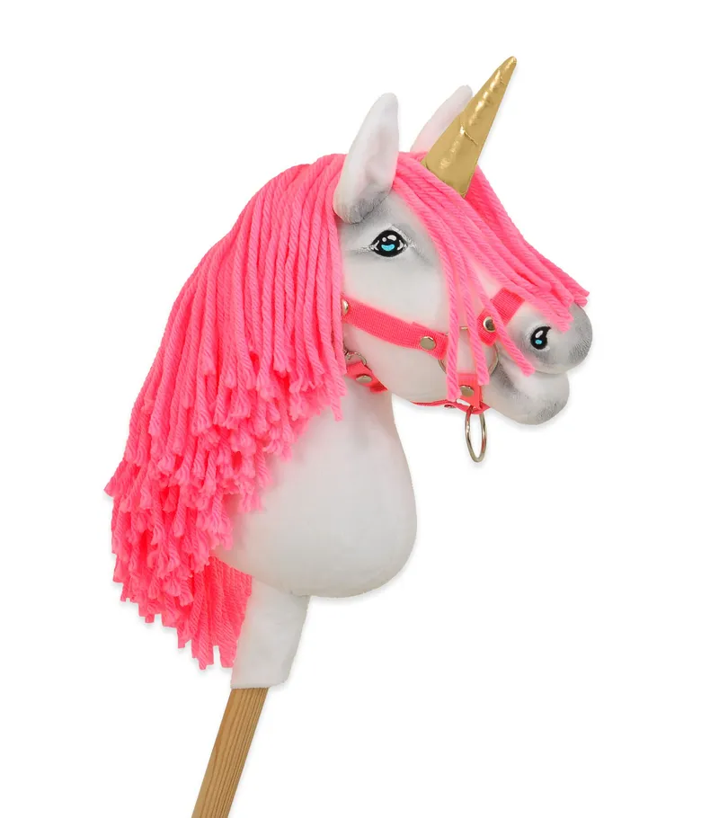Hobby Horse Jednorożec Na Kiju Biały, Grzywa Neonowy Róż Złoty TUM-TUM