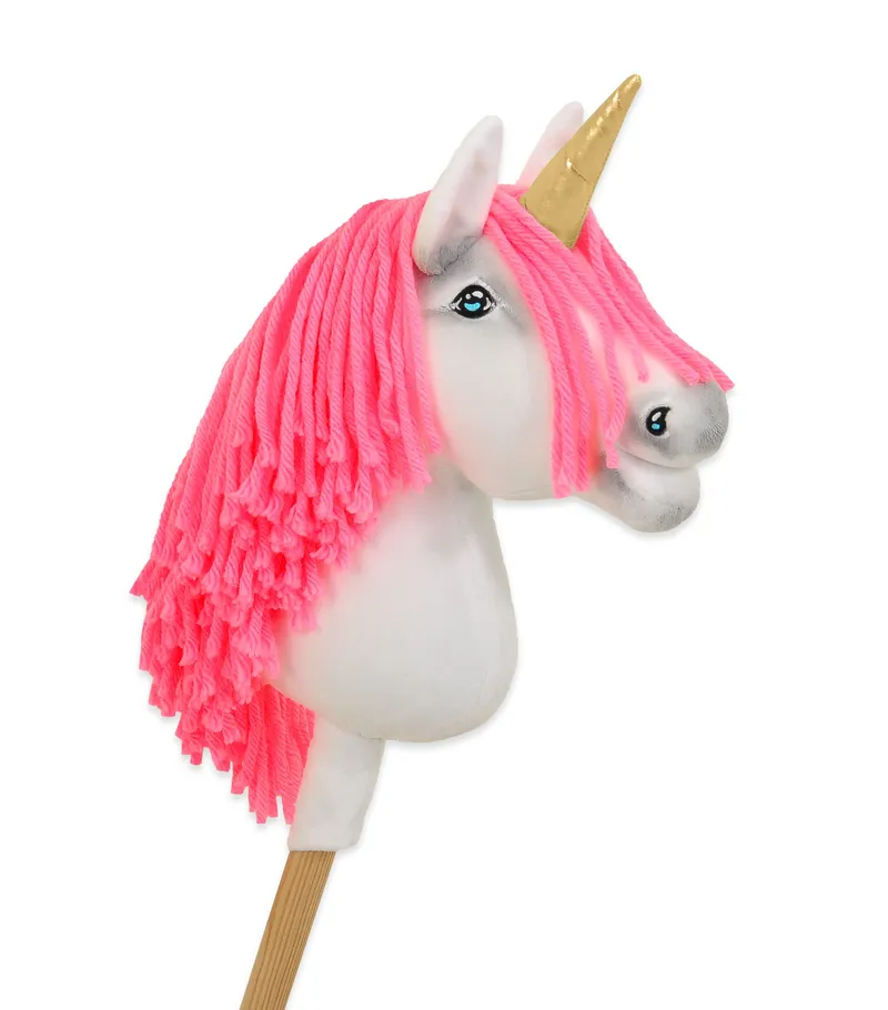 Hobby Horse Jednorożec Na Kiju Biały, Grzywa Neonowy Róż Złoty TUM-TUM