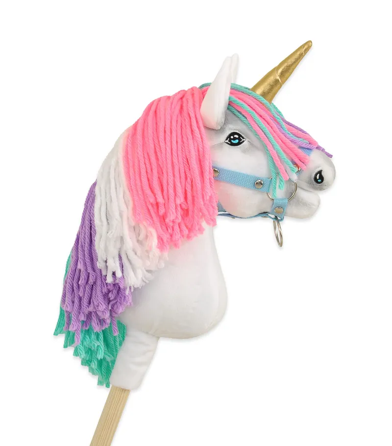 Hobby Horse Jednorożec Na Kiju Kolorową Grzywą Złotym TUM-TUM - Biały