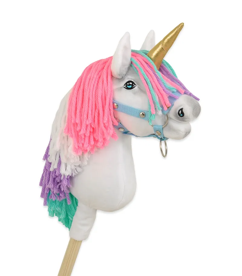 Hobby Horse Jednorożec Na Kiju Kolorową Grzywą Złotym TUM-TUM - Biały