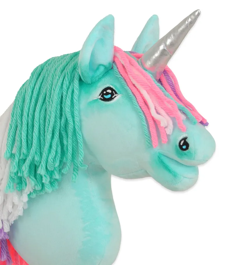 Hobby Horse Jednorożec Na Kiju Kolorową Grzywą Srebrnym TUM-TUM - Miętowy