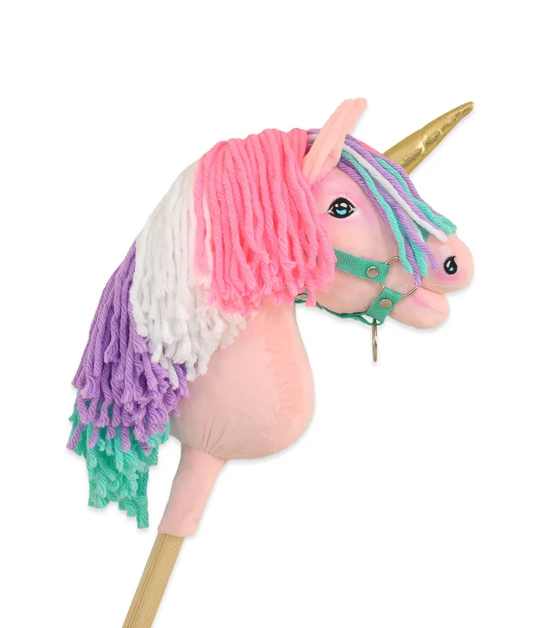 Hobby Horse Jednorożec Na Kiju Kolorową Grzywą Złotym TUM-TUM - Różowy