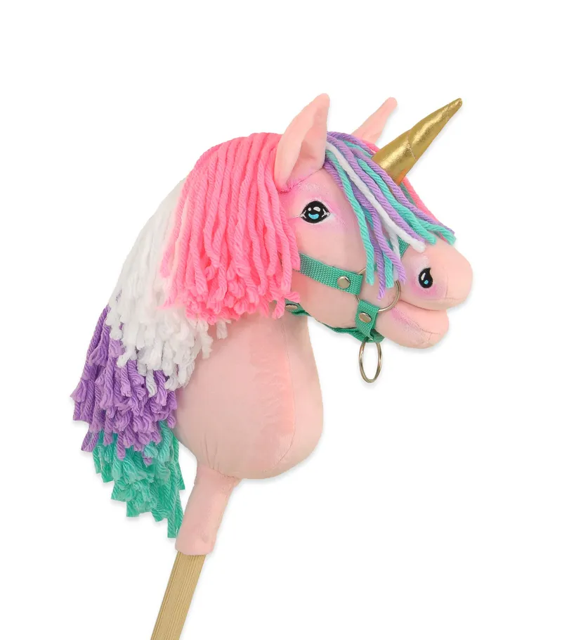 Hobby Horse Jednorożec Na Kiju Kolorową Grzywą Złotym TUM-TUM - Różowy